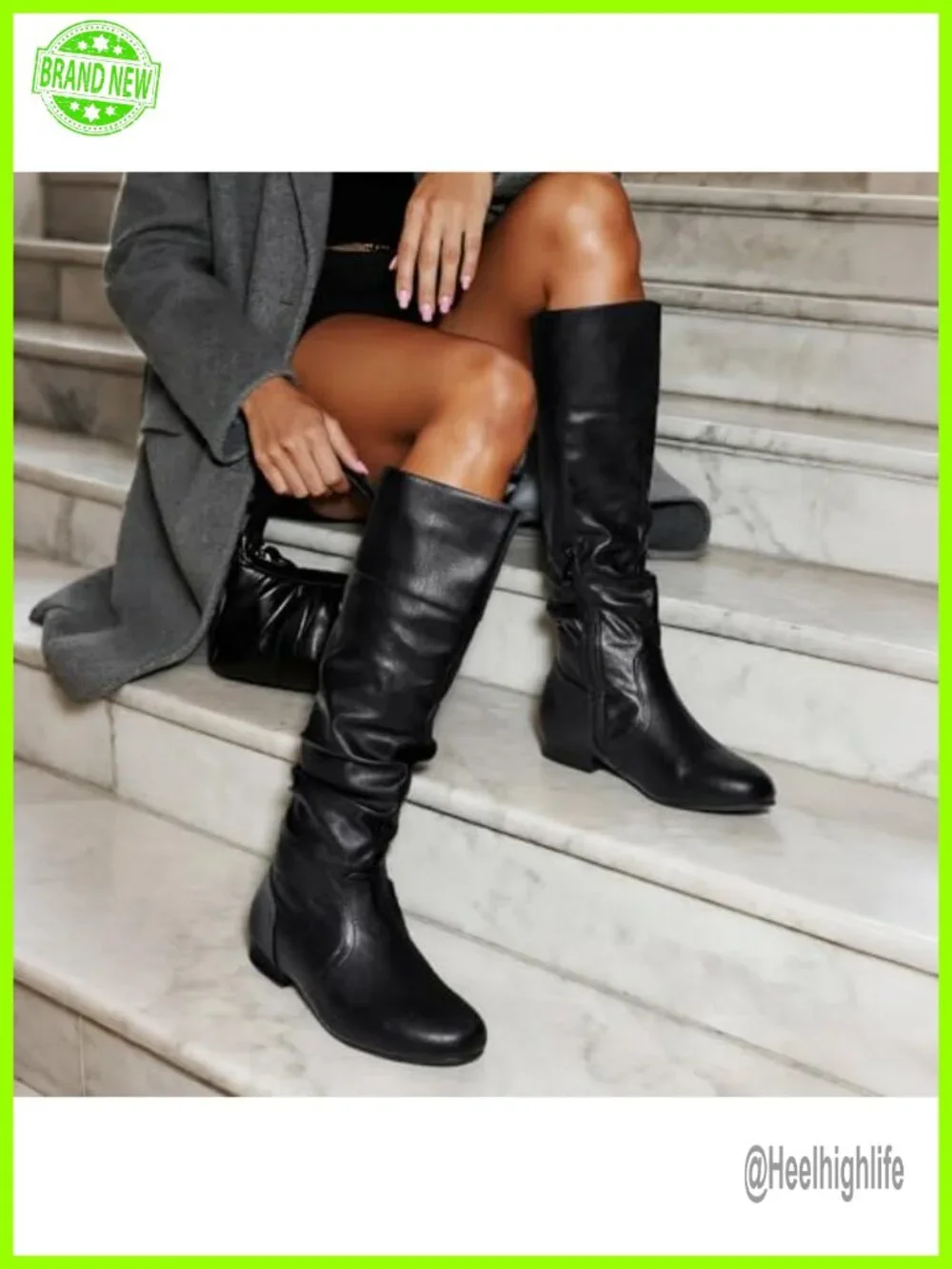 Knee High Pull On Winter Boots with Faux Fur Lining
